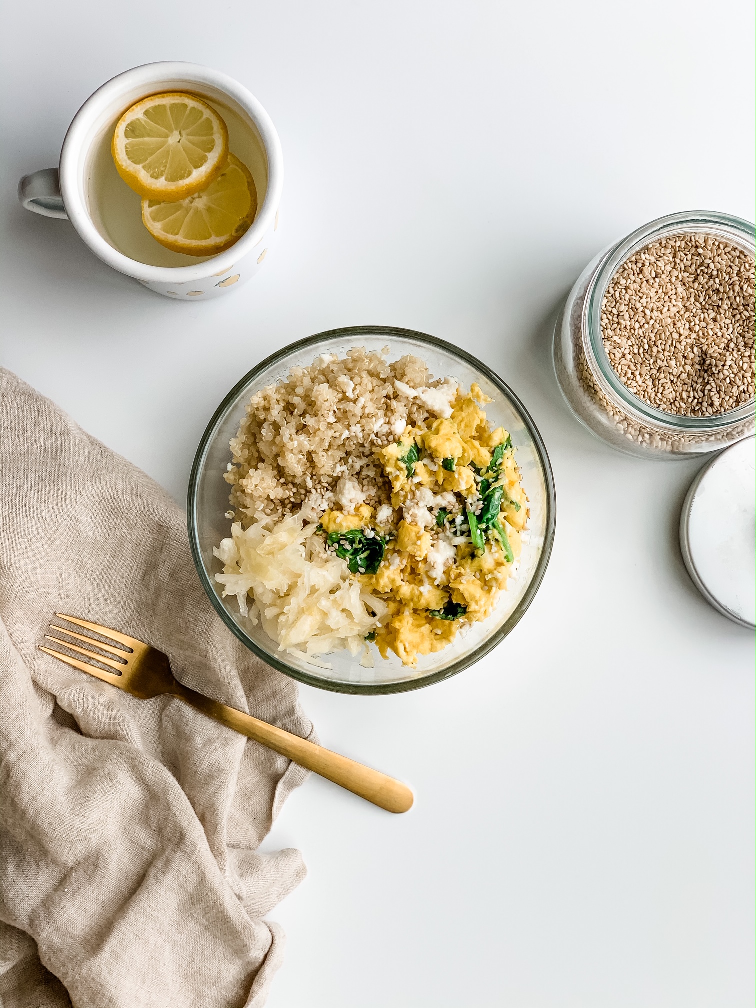Sauerkraut + Quinoa Breakfast Bowl