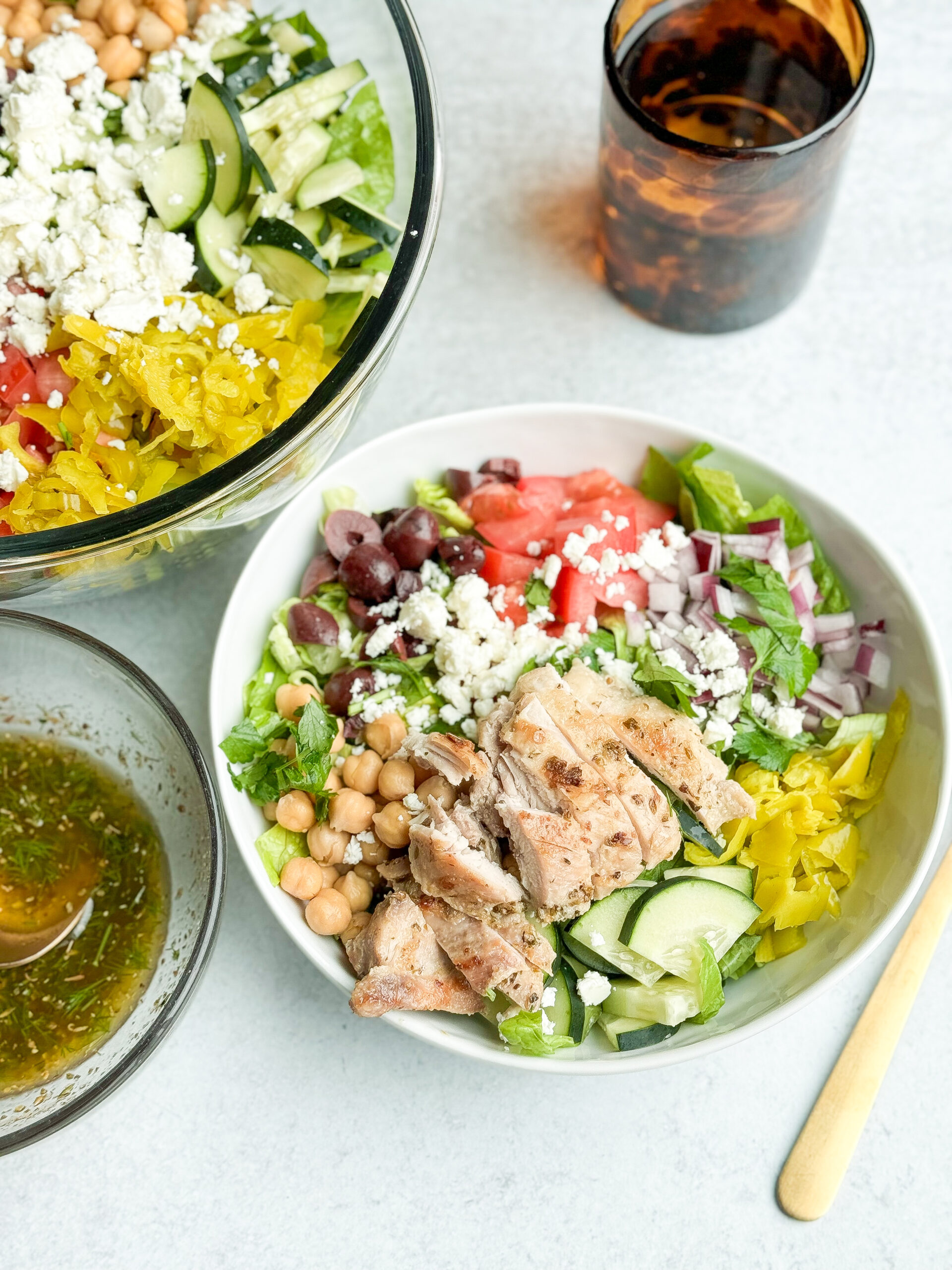 Fiber Rich Greek Chicken Salad w/ Homemade Dressing